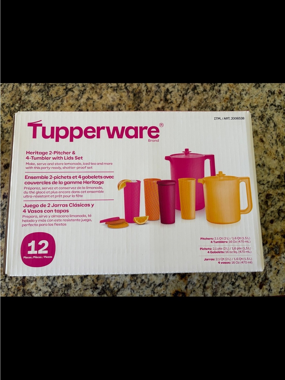 Tupperware Bright Pitcher & Tumbler Set - Pink, Orange, Yellow